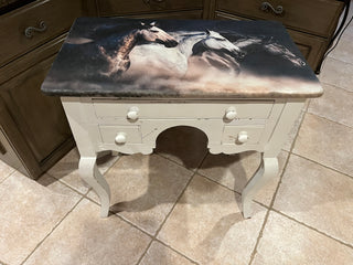 Farmhouse Rustic Horse Custom Designed Antique Table RSV
