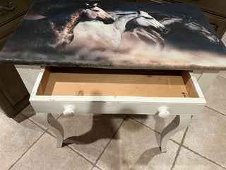 Farmhouse Rustic Horse Custom Designed Antique Table RSV