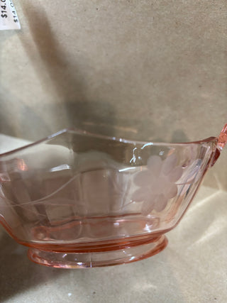Depression Glass Engraved Bowl