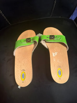 Dr. Scholls Vintage Clog Style Italian Wooden Orthopedic Wedge Sandals Sz 8