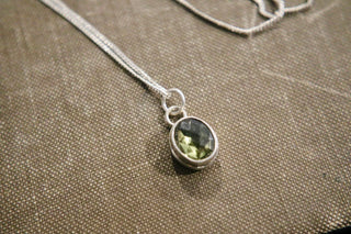 925 Olive Green Stone Bezel Necklace