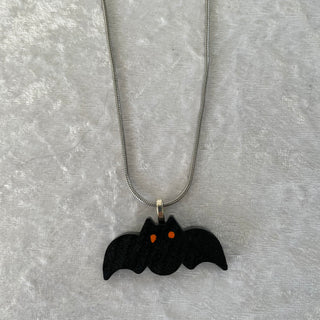 Halloween necklace, wood bat pendant