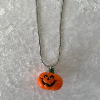 Halloween necklace, orange pumpkin