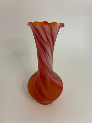 Vintage Satin Cased Glass Swirl Bud Vase
