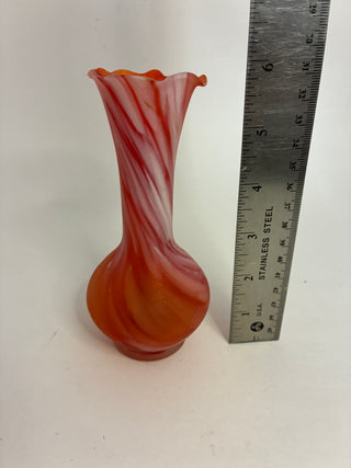 Vintage Satin Cased Glass Swirl Bud Vase