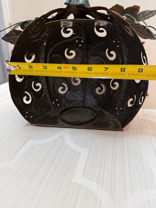 Vintage Metal Pumpkin Candle Holder Fall Halloween Thanksgiving 9.5” Tall RCD