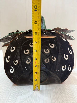 Vintage Metal Pumpkin Candle Holder Fall Halloween Thanksgiving 9.5” Tall RCD