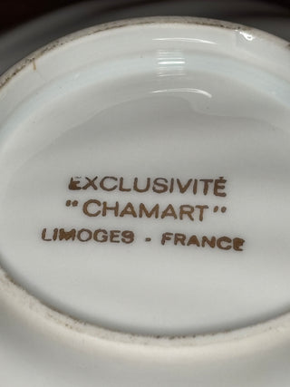 Vtg Limoges blue floral porcelain shell dish