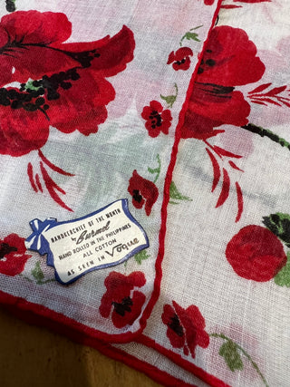 Burmel Red Poppy Handkerchief w/tag