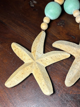 Wood starfish&large wood beaded garland