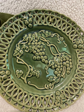 Vintage Hosley Potteries Grapevine Wall Plaque
