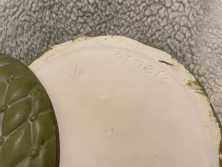 Olive Green  Arnels  Vintage Arnels Olive Green Ceramic Trinket Box | 1970s Vanity Jewelry Box