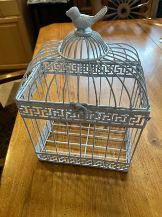 Wire Bird Cage w/Bird Perched on Top