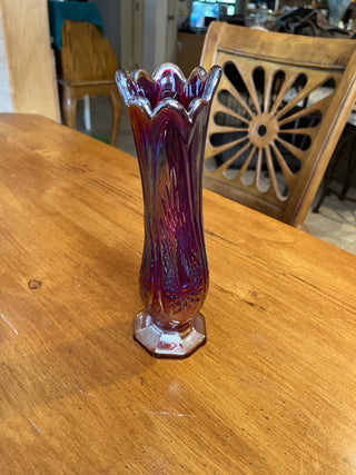 Vintage Indiana Glass Sunset Carnival Amberina Swung Vase