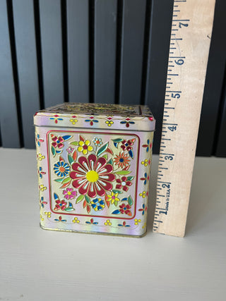 Vintage floral tin box