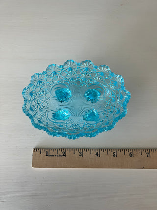 Vintage ice blue footed glass bowl