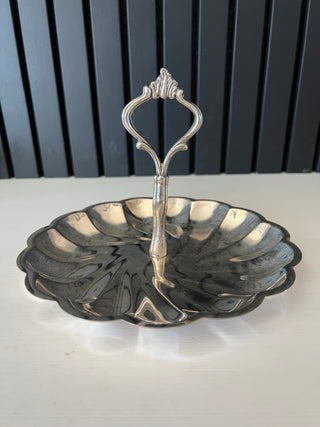 Silver handled scalloped tray