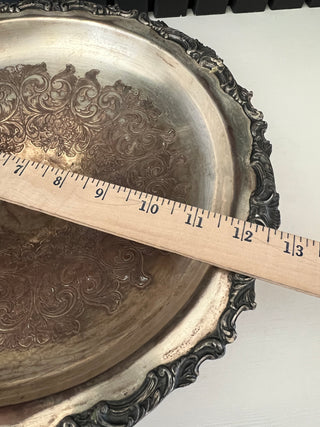 Ornate silver plate pedestal bowl