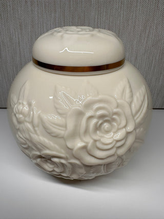 Vintage Lenox Rosebud Collection Ivory Ginger Jar 4.5” Tall