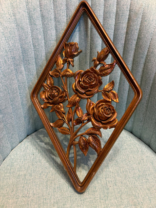 Wooden Wall Decor - Golden Roses