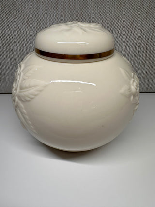 Vintage Lenox Rosebud Collection Ivory Ginger Jar 4.5” Tall