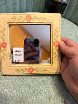 Square Floral Vanity Mirror