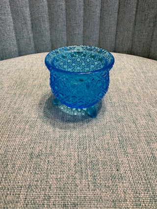 Aqua Daisy & Button Footed Cauldron