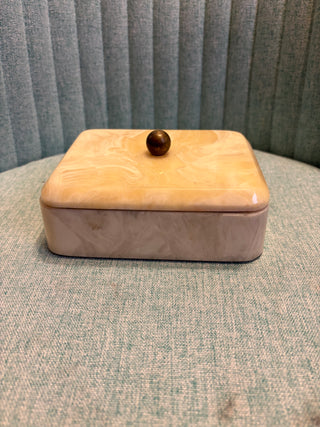 Alabaster Color Lidded Trinket Box