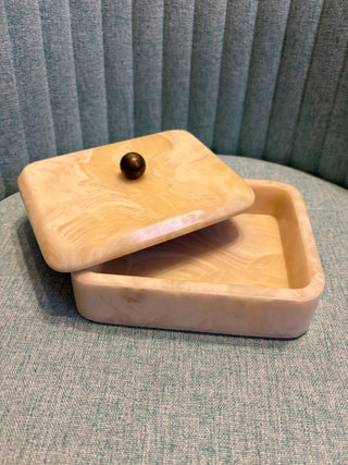 Alabaster Color Lidded Trinket Box