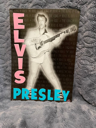 1998 Elvis Presley Embossed Metal Sign – Official EPE Licensed Collectible,     Approximately 12” × 16”
