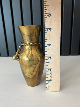 Vintage brass tied rope vase