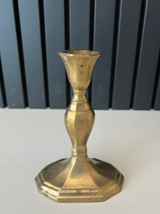 Vintage brass faceted stem candle holder