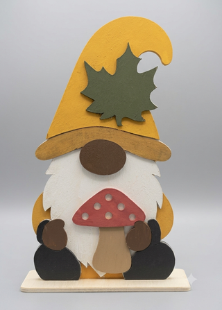 Fall gnome shelf sitter (with leaf and mushroom)