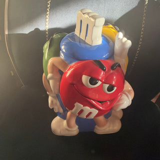 Vintage Rare M&M's Ceramic Cookie Jar Charachters Green, Red and Yellow