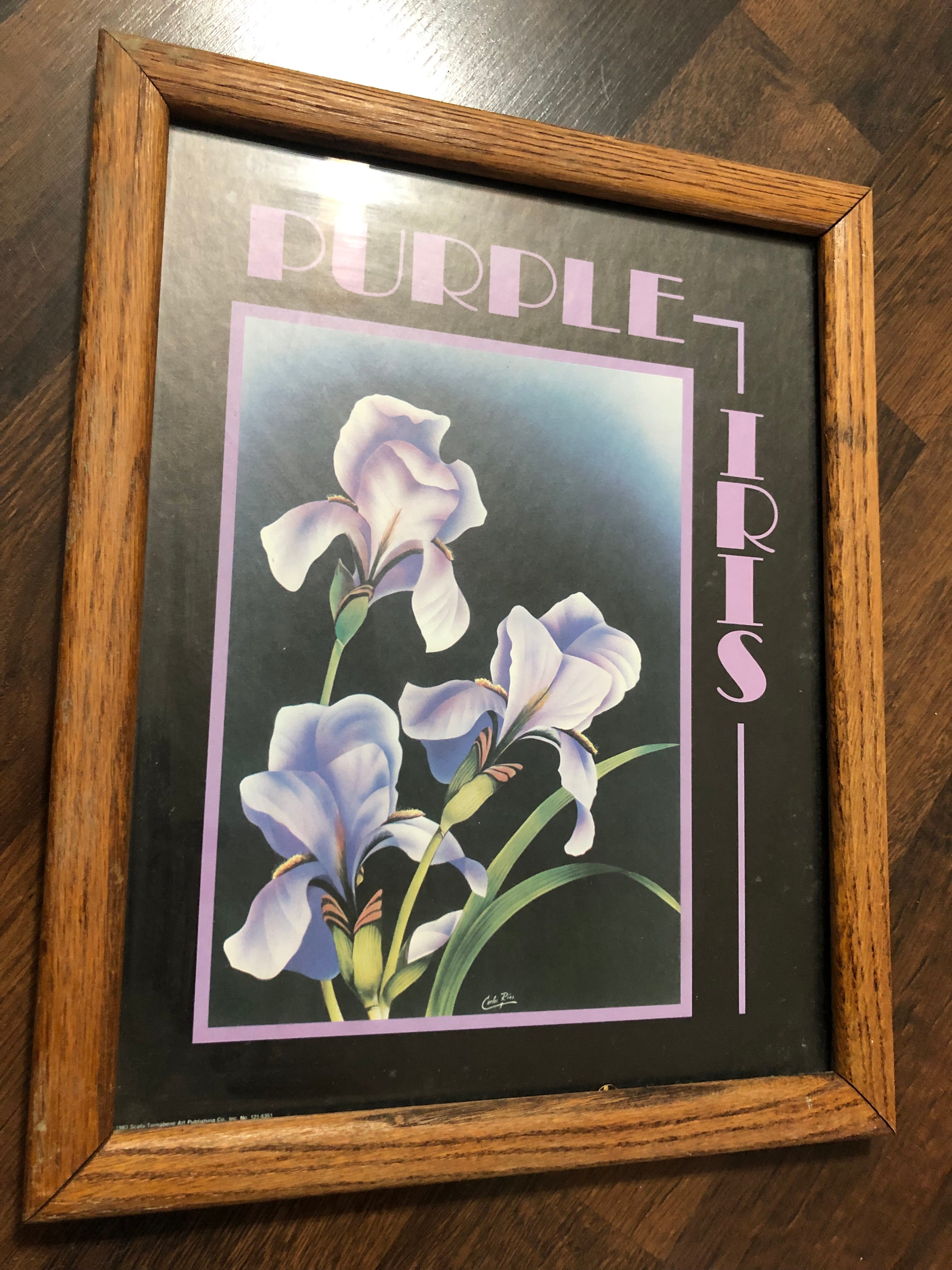 絵画  アイリス  パープル 金箔画 SALE‼️ Purple Iris Framed Print M – Bliss Marketplace