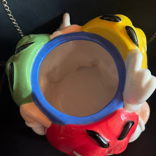 Vintage Rare M&M's Ceramic Cookie Jar Charachters Green, Red and Yellow