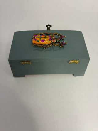 One of a kind! Rhinestone Beetle Trinket Box