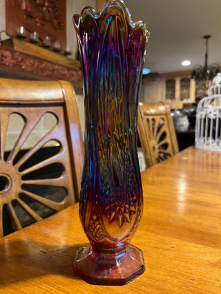 Vintage Indiana Glass Sunset Carnival Amberina Swung Vase