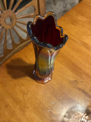 Vintage Indiana Glass Sunset Carnival Amberina Swung Vase