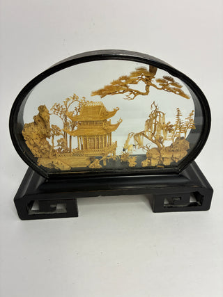 Chinese Cork Diorama — Pagoda Garden Scene