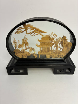 Chinese Cork Diorama — Pagoda Garden Scene