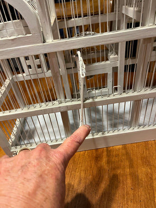 Large Vintage White Wooden Birdcage
