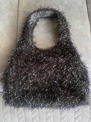 Small black fringe purse