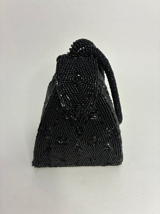 Vintage Black Beaded Evening Bag