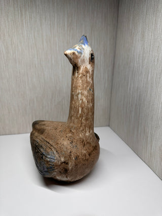 Vintage McCarty's Studio Pottery Duck - Nutmeg & Cobalt Blue Glaze