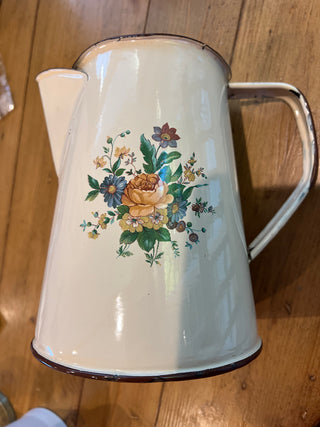 Vintage Enamel Flower Pitcher