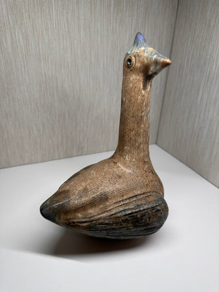 Vintage McCarty's Studio Pottery Duck - Nutmeg & Cobalt Blue Glaze