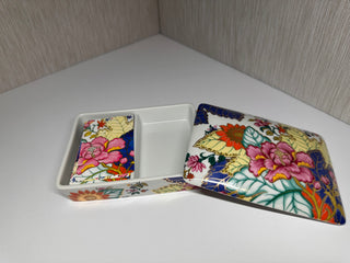 Vintage Horchow Japan "Tobacco Leaf" Porcelain Card Box