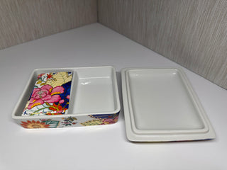Vintage Horchow Japan "Tobacco Leaf" Porcelain Card Box