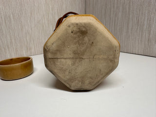 Vintage Japanese Ceramic Trainware Teapot Set – Hexagonal Pagoda Design with Woven Bamboo Handle & Matching Tea Cup Lid